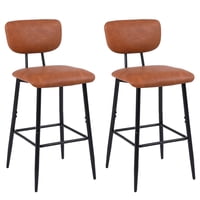 Novahus - Pack 2 Pisos De Bar O Cocina Mid-Century Con Respaldo Marrón