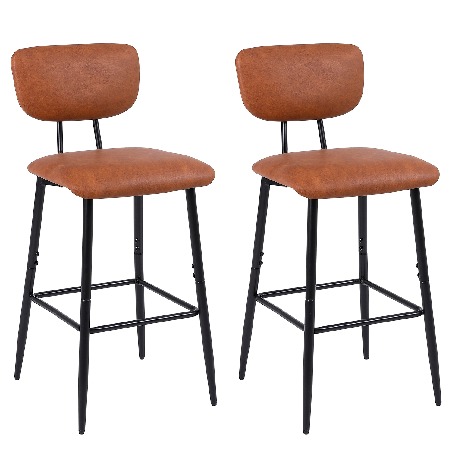 Novahus - Pack 2 Pisos De Bar O Cocina Mid-Century Con Respaldo Marrón