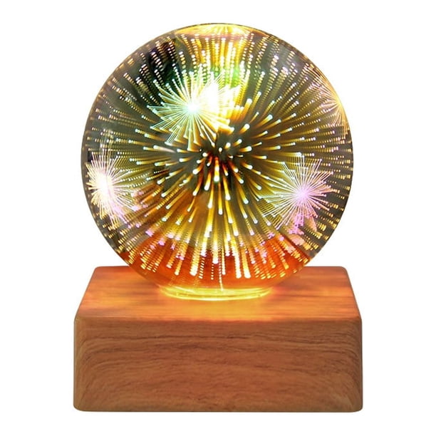 1pc LED 3D Fireworks Night Light, Glowing Led Gift Firework Lamp Small Globe Base Adornment Decorative Kids Children Indoor