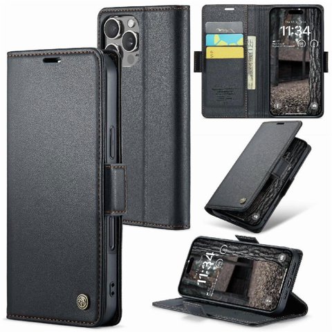 Caseme Tipo Cartera Iphone 16 Pro Max Con Cierre Magnético, Rfid, Tarjetero, Soporte, Carga Inalámbrica