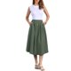 thumbnail image 2 of INSPIRE CHIC Falda Midi de Algodón para Mujer Verano Casual con Botones Decorativos, Cintura Elástica, Faldas Línea A con Bolsillo L Verde Militar, 2 of 6