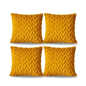 Genérico - Pack De 4 Fundas De Cojines Diseño Espiga 45Cm X 45 Cm Amarillo