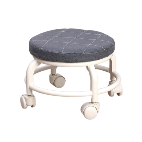 Magideal - Taburete Bajo Con Ruedas, Taburete Para Zapatos, Asiento, Taburete Pequeño Y Corto, Silla, Cómodo Taburete Con Ruedas, Mini Taburete Móvil Para Cocina Gris