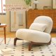 thumbnail image 3 of Silla de acento linda con patas de madera maciza, silla de salón de cuero falso con cojín suave, 3 of 5