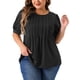 thumbnail image 1 of Agnes Orinda Blusas de Talla Grande para Mujeres con Mangas Cortas Abullonadas Cuello Redondo Camisas Plisadas Túnica Blusas 5X Negro, 1 of 6