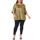 thumbnail image 2 of Agnes Orinda Conjuntos de Halloween para Mujeres Tallas Grandes Tops Metálicos Brillantes Cuello Redondo Camisas de Manga 3/4 Blusas Informales para Fiesta Túnica 4X Oro, 2 of 6