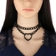 thumbnail image 5 of Collar gargantilla de cuero sintético negro para hombre, estilo gótico punk, con forma de corazón, cadena de eslabones cubanos, ajustable, tono negro., 5 of 7