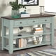 thumbnail image 1 of 48'' Solid Pine Wood Top Console Table, Modern Entryway Sofa Side Table with 3 Storage Drawers and 2 Shelves. Easy to Assemble (Retro Blue + Brown Top)(Old SKU W120246666), 1 of 3