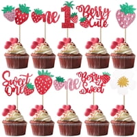 Adornos Para Magdalenas Keaibear Sweet One Strawberry, 20 Unidades