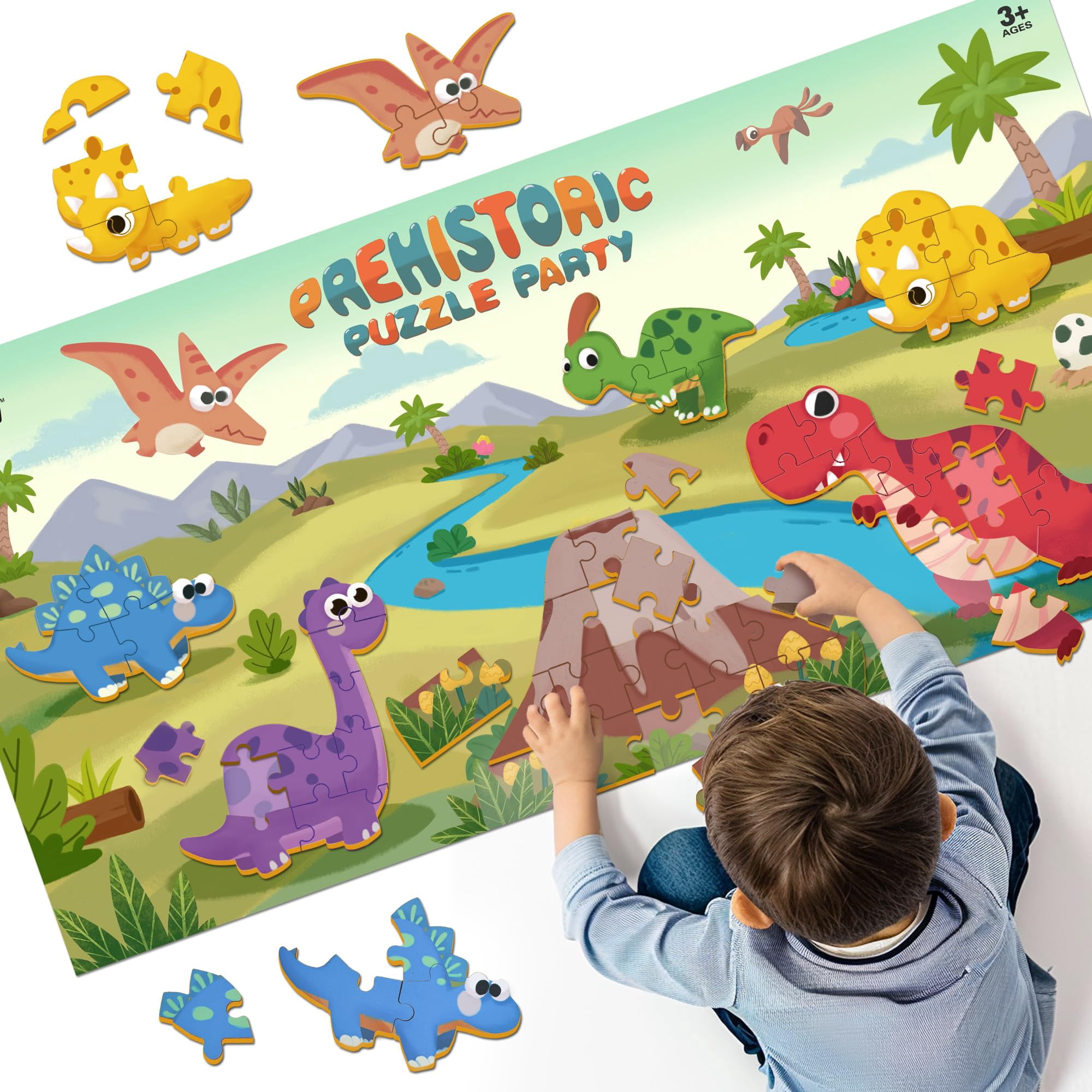 Iplay, Ilearn - Puzzle De Suelo Iplay Ilearn Dinosaur, 52 Piezas, Para Niños De 3 A 4 Años