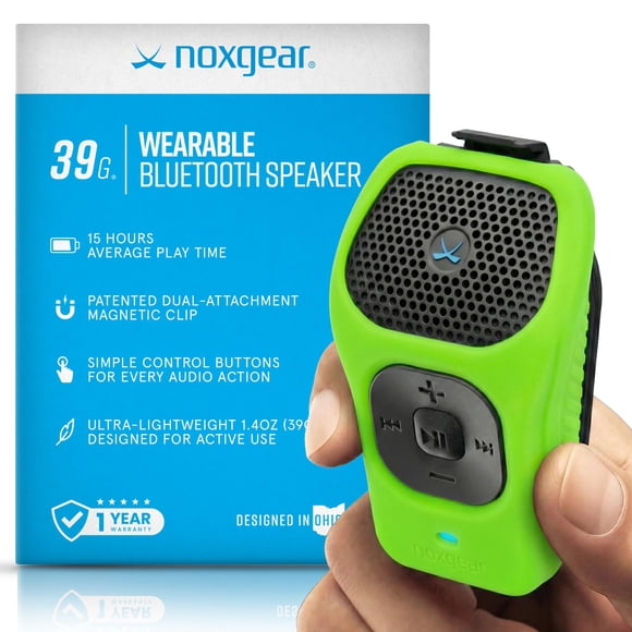 noxgear 39g Altavoz Bluetooth Portátil con Clip, Verde Brillante