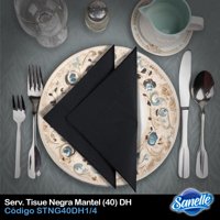 Sanelle - Servilleta Tisue Negra Mantel 40 Doble Hoja Doblada 1 4 Caja 2000 Unidades
