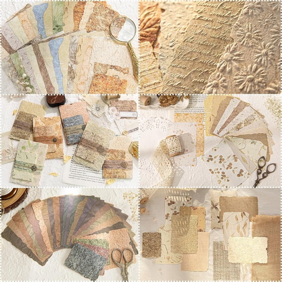 Kit de 168 piezas de papel de arroz texturizado vintage para scrapbook