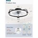 thumbnail image 1 of Ventilador de techo LEDIARY de 20 pulgadas con luz y control remoto, negro, 1 of 3