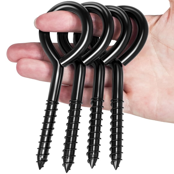 Tornillos de ojo TLAZZ de 5" de alta resistencia, ganchos negros