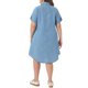 thumbnail image 4 of Vestido de mezclilla de mujer talla grande Agnes Orinda con cuello de solapa, mangas cortas, botones, dobladillo curvado, casual, línea A, midi, con bolsillos 2X azul cielo, 4 of 8