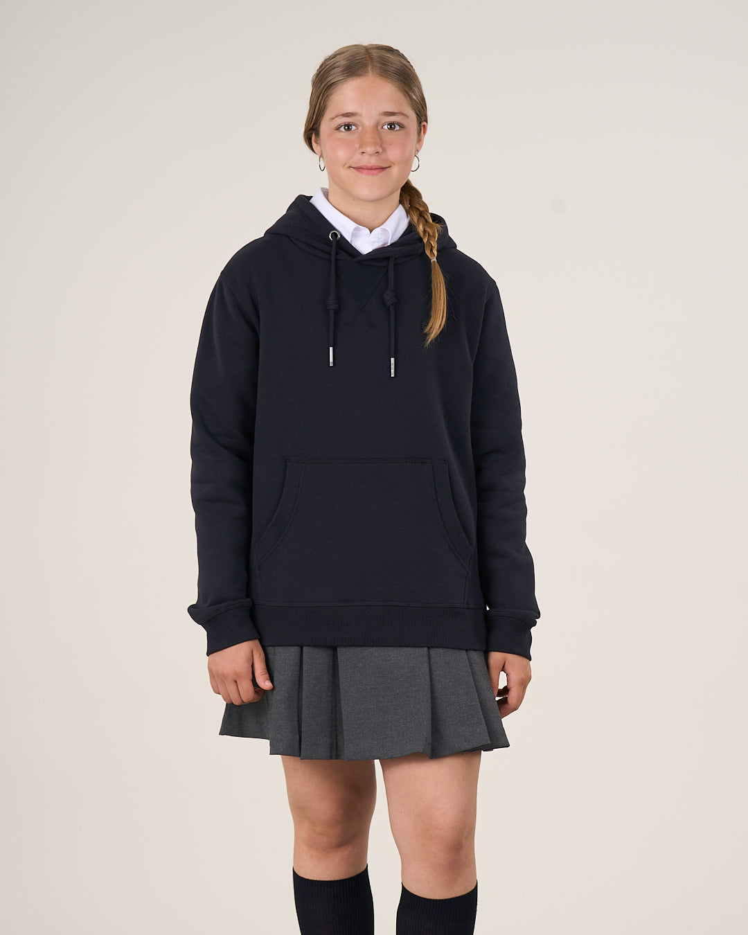 Poleron Escolar Niña Franela Sin Cierre Con Gorro Sp26 (T.12-T18) Polemic