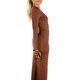 thumbnail image 2 of Jess de Meiko Vestido de Mujer Mangas Largas Cuello Cuadrado Agujero para el Pulgar Vestido Maxi Ajustado M Marrón, 2 of 6