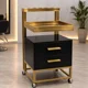 thumbnail image 3 of Carrito Ayudante de Peluquería Profesional con Cajones y Ruedas | Negro y Dorado, 3 of 3