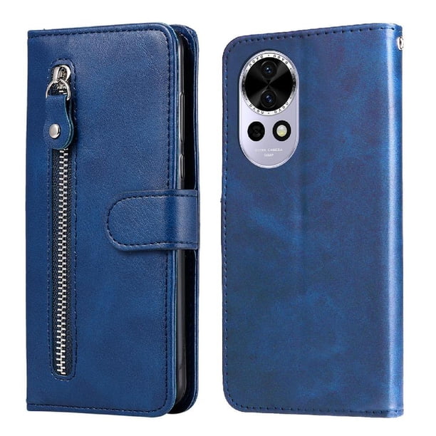 Funda con Cremallera para Huawei Nova 13 Pro, Carcasa Cartera de Cuero PU con Soporte y Tarjetero