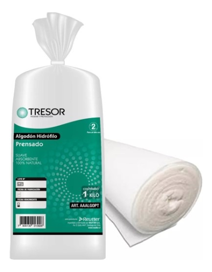 Reutter - Algodon Hidrofilo Prensado 1 Kg Tresor Suave Absorbente