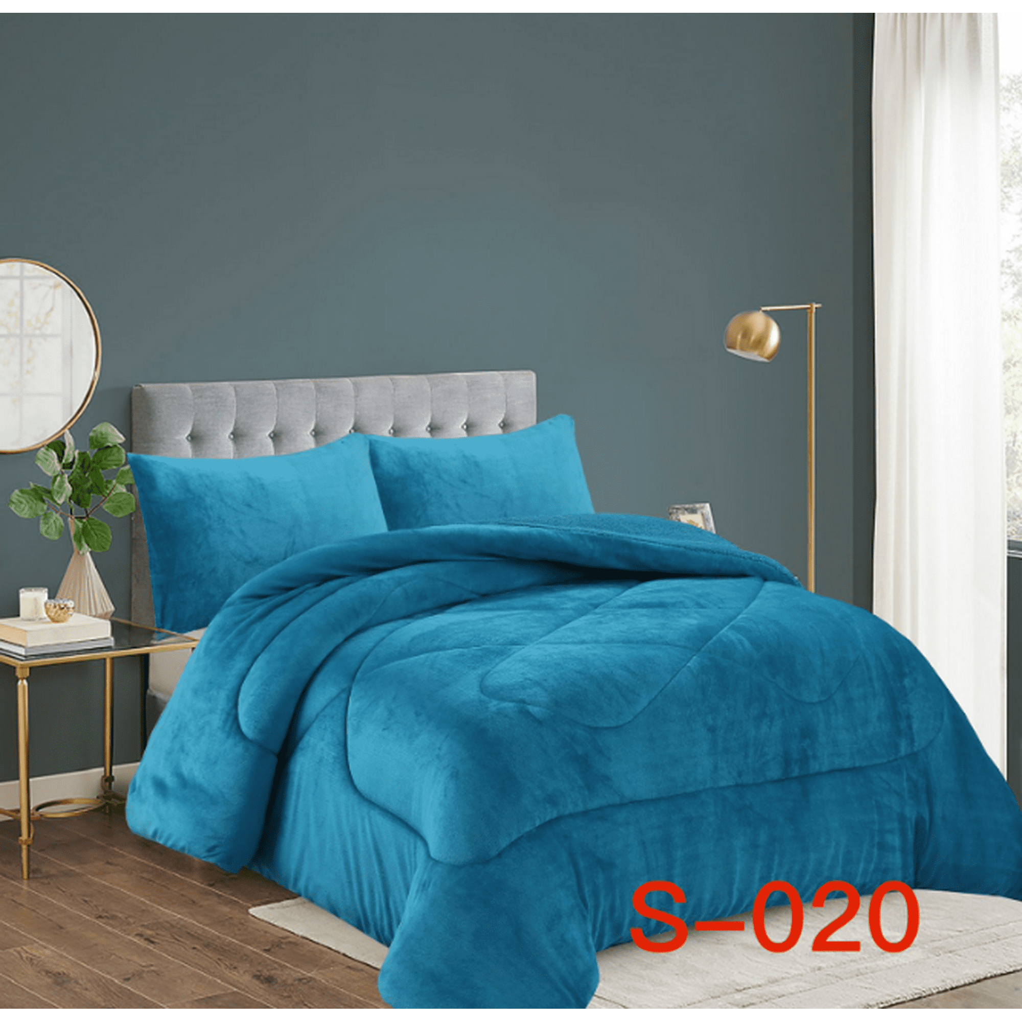 Mundo Shopping - Cobertor Plush Con Chiporro 2 Plazas Color Azul Liso