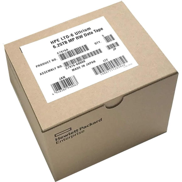 Cartucho de datos HPE LTO 6 Ultrium C7976A 2,5 TB/6,25 TB, paquete de 5