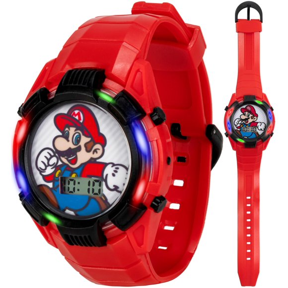 Reloj Accutime Super Mario para Niños Rojo 14-20 cm LCD con luz