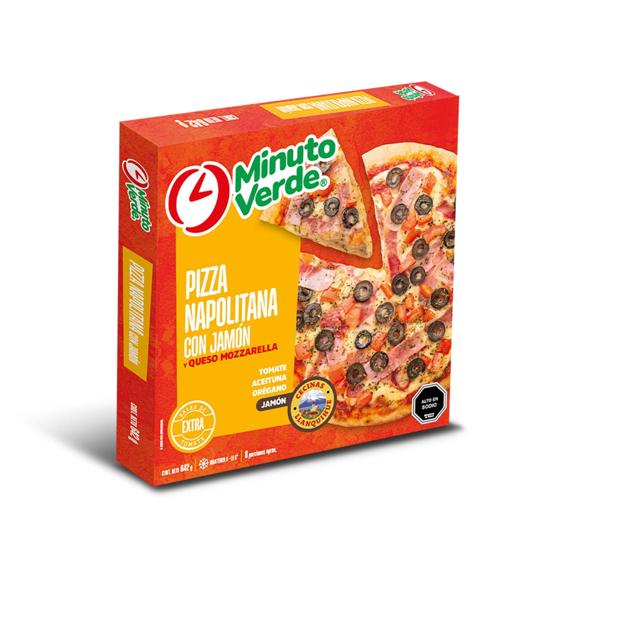 Pizza Napolitana Con Jamón Y Queso Mozzarella 642 g Minuto Verde