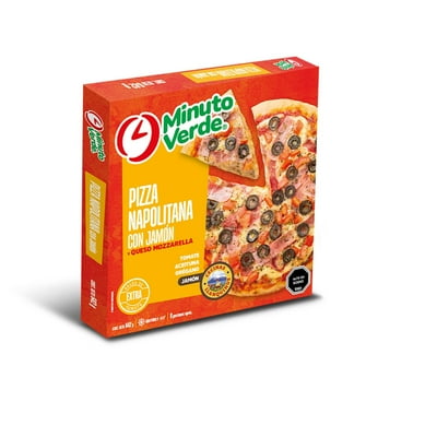 Pizza Napolitana Con Jamón Y Queso Mozzarella 642 G Minuto Verde