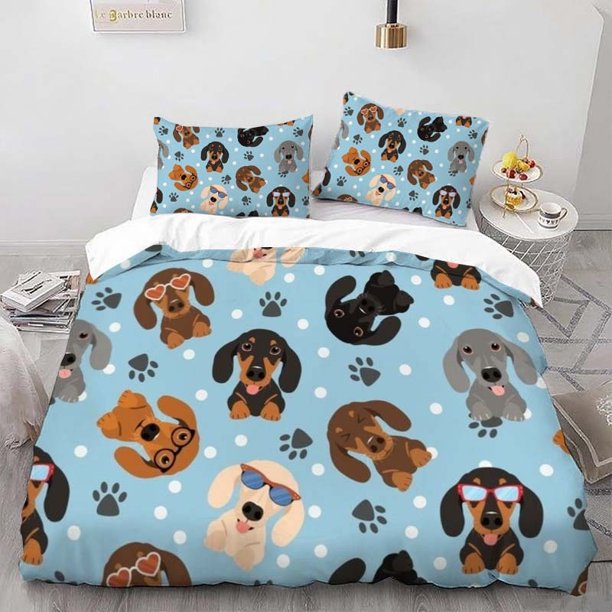 Cartoon Dog Pattern Cartoon Dog Pattern Theme Bedding Set Duvet Cover Pillowcase Set Soft and Comfortable