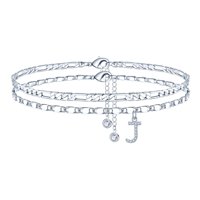 Pulsera De Tobillo Ursteel Silver Figaro Initial J Ajustable
