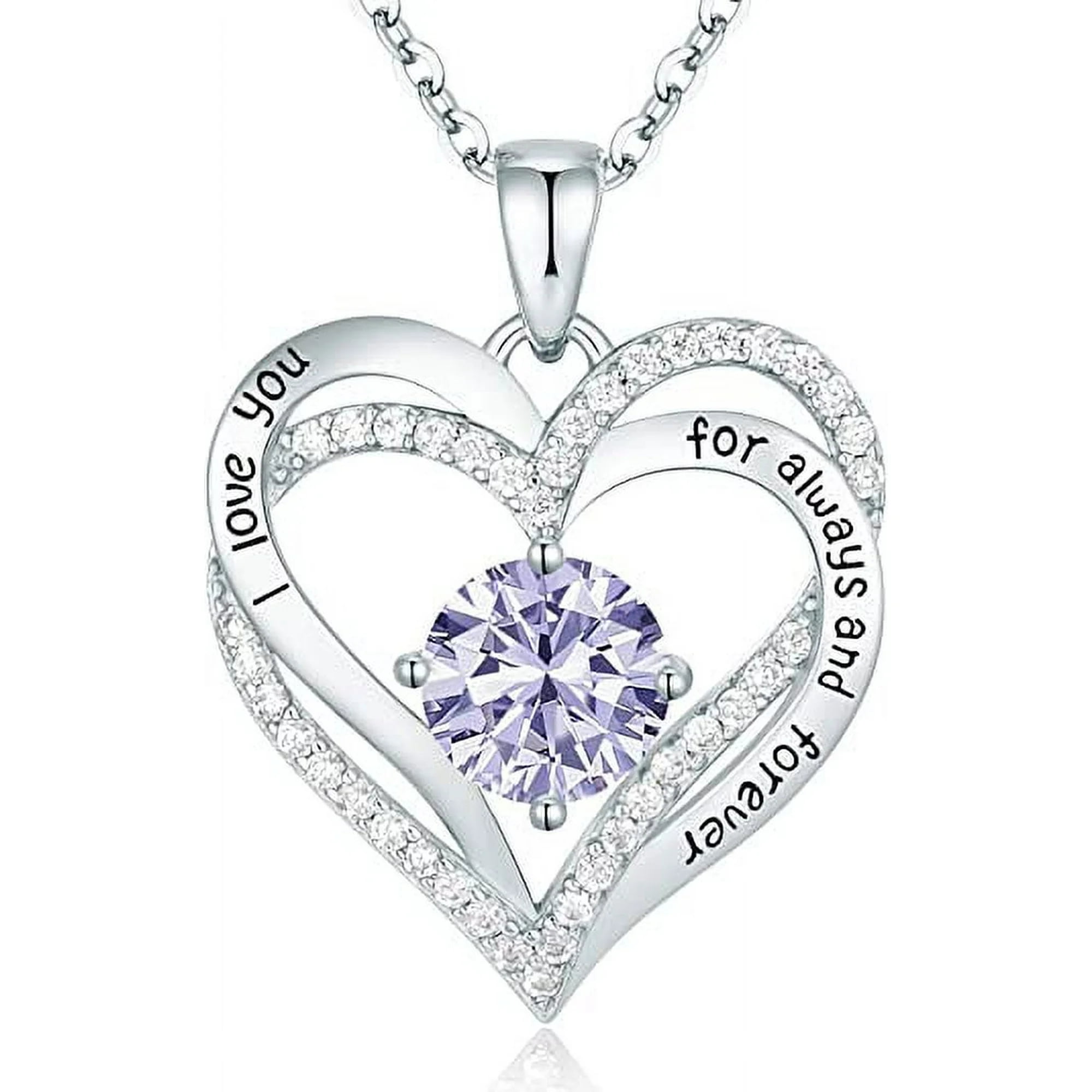 Heshpaws - Collar Colgante De Amor De Amor Con Piedra De Nacimiento Zirconia, Regalo De Joyería De Las Mujeres Para La Navidad, Cumpleaños, Aniversario