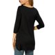 thumbnail image 3 of INSPIRE CHIC Blusas para Mujer Cuello Redondo Manga 3/4 Decoración de Botones Dobladillo Irregular Estilo Casual Blusa 2XL Negro, 3 of 7