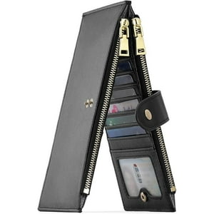 Veat00L - Billetera Femenina Con Cerradura Rfid, Bolsillo Con 2 Cremalleras, Diseño De Múltiples Tarjetas, Selección De Materiales De Alta Calidad