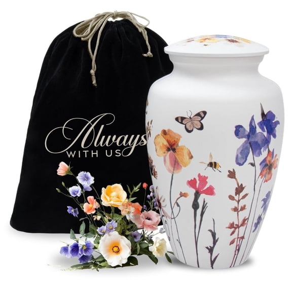 Urna Crematoria Diseño De Flores Silvestres Para Adultos