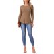 thumbnail image 2 of INSPIRE CHIC Suéteres de Manga Larga para Mujer Cuello Redondo Tops de Punto Elástico Otoño Invierno Camisa Casual M Marrón, 2 of 6