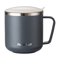 Bothyi - Tazas De Café De Acero Inoxidable 304, Taza Para Beber Sellada, Taza De Agua De 400Ml Para El Hogar, Gris