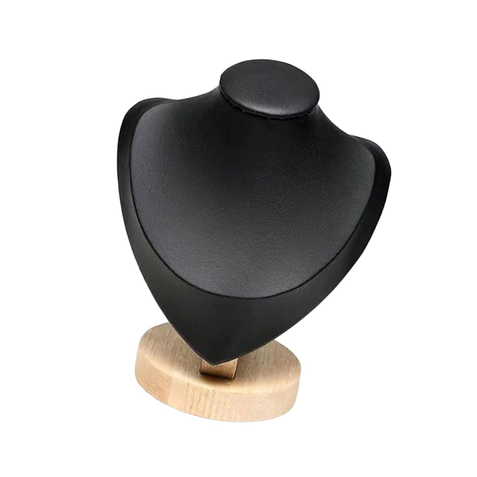 Magideal - Independiente Exhibición Busto Titular De Joyería Modelo Estable Pu Cuero Colgante Cadena Soporte Titular Para Estantes Tienda Minorista Sal Negro S