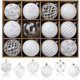 thumbnail image 1 of Bolas de Navidad SHareconn 80 mm 12 piezas – Juego Blanco y Plateado, 1 of 6