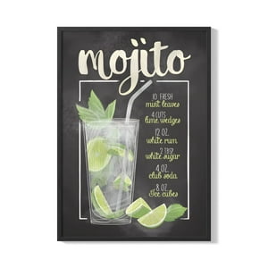 Creango - Cuadro Poster Enmarcado Mojito Coctel Bar Decorativo