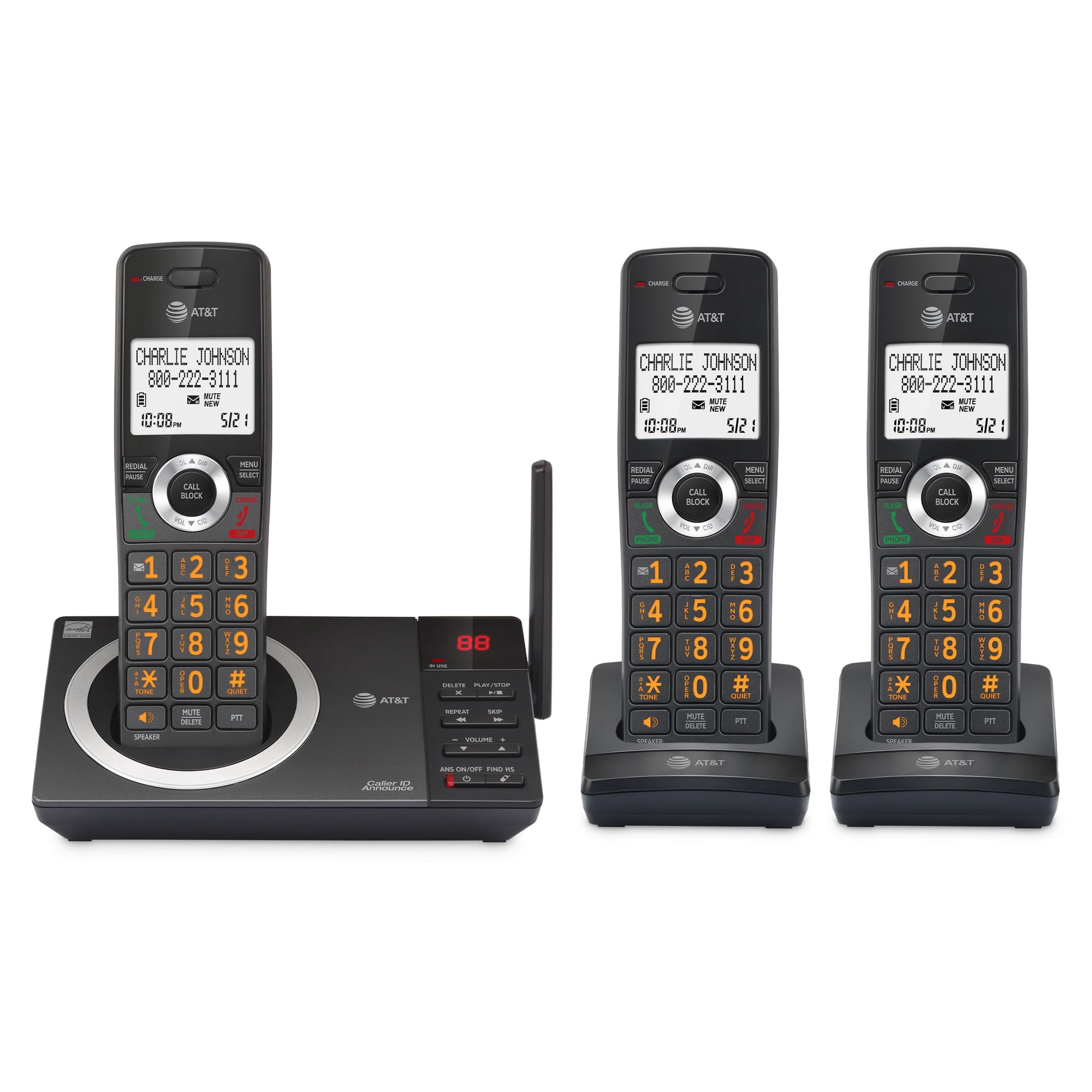 Teléfono Residencial Inalámbrico At&t Cl82318 Con Contestador Automático Y 3 Auriculares
