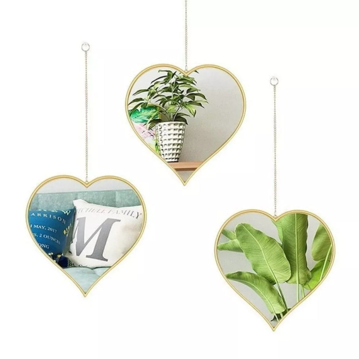 Set De 3 Espejos Corazones Colgantes Taller Sin Fronteras