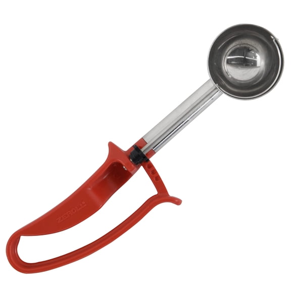 Zeroll EZ Disher universal de longitud extendida para porciones de alimentos, apto para mano derecha o izquierda, apto para lavavajillas, 2 pulgadas, rojo