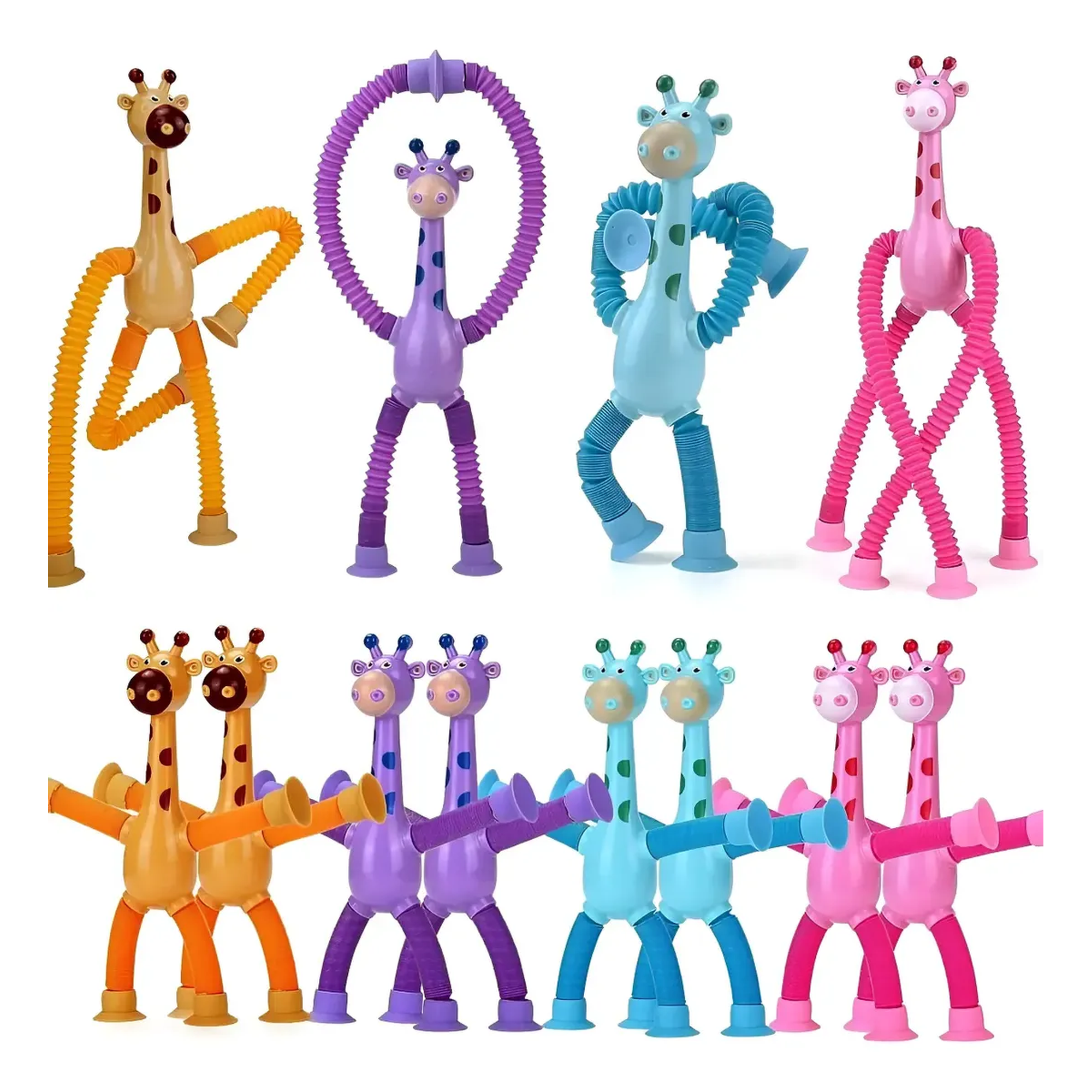 10 Jirafas Belug Tubos Pop Con Ventosa Sensorial Para Niños De Colores