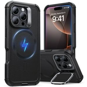 Funda De Teléfono Esr Para Iphone 16 Pro Max Con Soporte Black Cyber Series