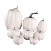 Magideal - Juego De 8 Uds. De Calabazas Artificiales, Suministros Festivos Apilables Para Fiestas, El Tamaño Más Grande De 14,5X19Cm, El Más Pequeño De 6X6Cm, Blanco