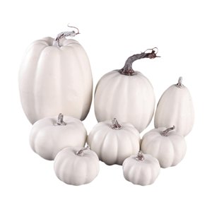 Magideal - Juego De 8 Uds. De Calabazas Artificiales, Suministros Festivos Apilables Para Fiestas, El Tamaño Más Grande De 14,5X19Cm, El Más Pequeño De 6X6Cm, Blanco