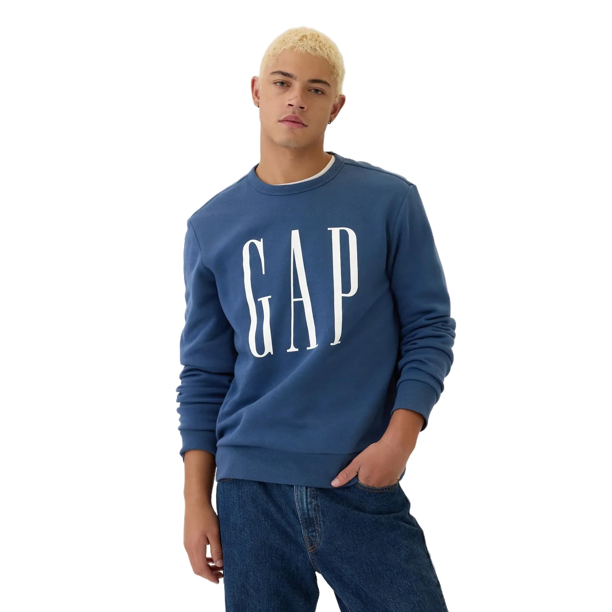 Sudadera De Forro Polar Con Cuello Redondo Y Logo Gap Para Hombre, Talla M