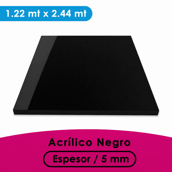 Plancha acrilico negro 5 mm espesor 1.22x2.44 mts